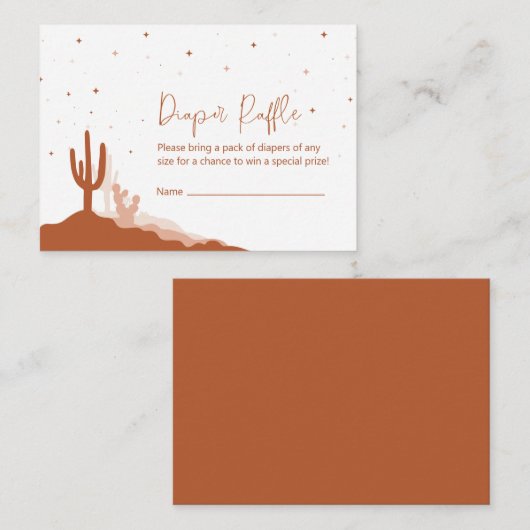 砂漠の赤ちゃんシャワーおむつラッフルカード エンクロージャーカード (正面/裏面)