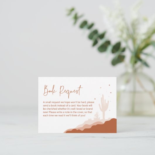 砂漠の赤ちゃんシャワーブックリクエストカード エンクロージャーカード (スタンド正面)