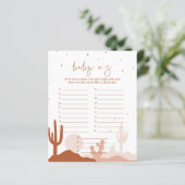 砂漠の赤ちゃんシャワーA-Zゲームカード (スタンド正面)