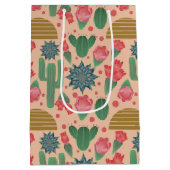 砂漠の赤面ピンクのフローラベビーシャワー ミディアムペーパーバッグ (裏面)