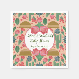 砂漠の赤面ピンクのフローラ赤ちゃんシャワー装飾 スタンダードカクテルナプキン