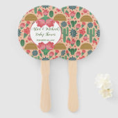 砂漠の赤面ピンクのフローラ赤ちゃんシャワー装飾 ハンドファン (正面&裏面)