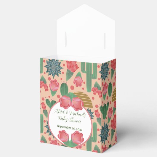 砂漠の赤面ピンクのフローラ赤ちゃんシャワー装飾 フェイバーボックス (オープン)