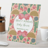 砂漠の赤面ピンクのフローラ赤ちゃんシャワー装飾 台座サイン (インサイチュ)