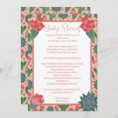 砂漠の赤面ピンクガールベビーシャワーバイディスタンス 招待状 (正面/裏面)