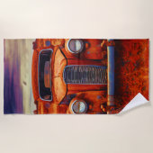 砂漠の遺物：ヴィンテージカー忘れ ビーチタオル (正面)