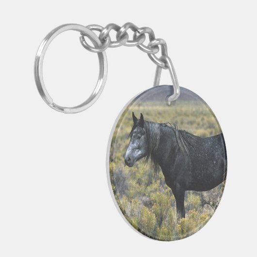 砂漠の野生のムスタングの馬 キーホルダー (正面左)