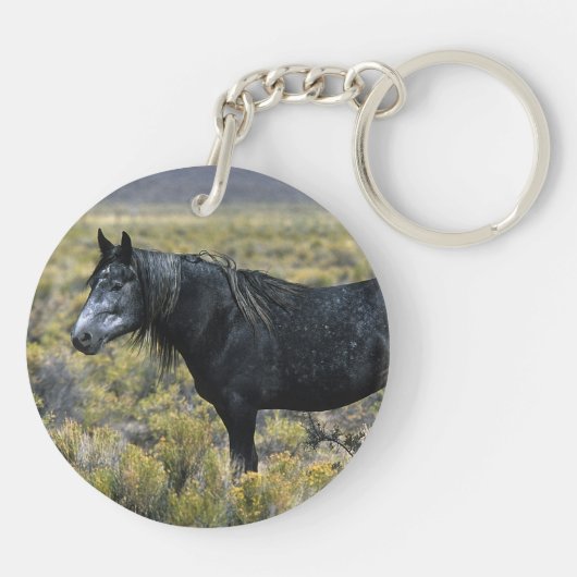 砂漠の野生のムスタングの馬 キーホルダー (裏面)