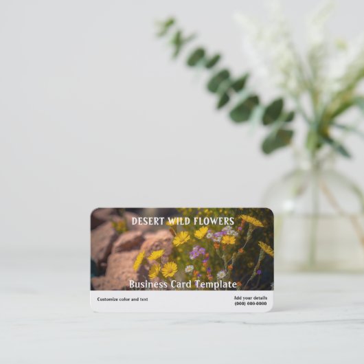 砂漠の野生の花の写真 名刺 (スタンド正面)