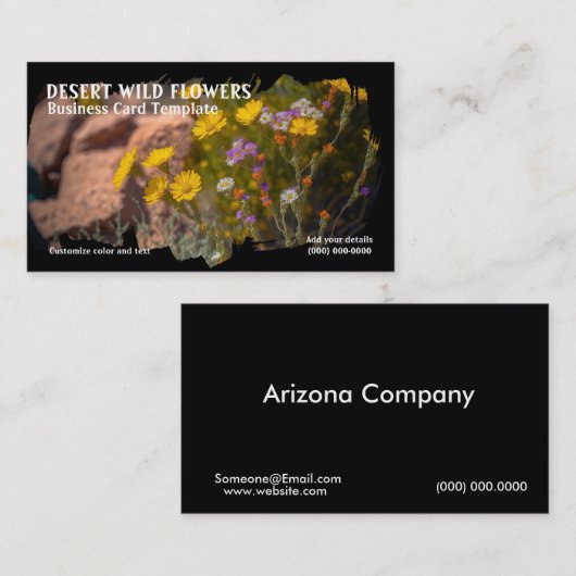 砂漠の野生の花の写真 名刺 (正面/裏面)