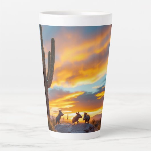 砂漠の野生の豚ジャバリナアリゾナ カフェラテマグ (正面)