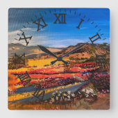 砂漠の開花、バイゲイリーポリング スクエア壁時計 (正面)