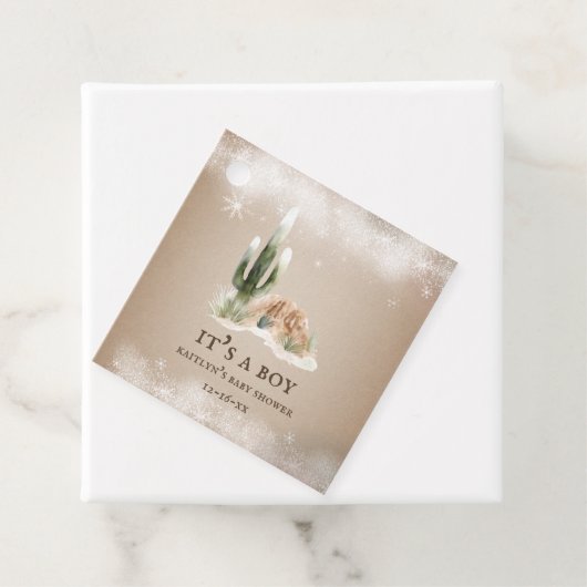 砂漠の雪サボテンの赤ちゃんシャワー フェイバータグ (インサイチュ)