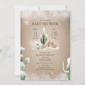 砂漠の雪サボテン冬の赤ちゃんシャワー 招待状 (正面)