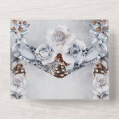 砂漠の青い灰色のフローラバラ松の冬だけ オールインワン招待状 (裏面)