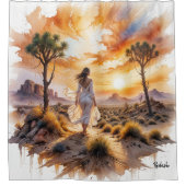 砂漠の静寂：神秘的な砂丘の旅 シャワーカーテン (正面)