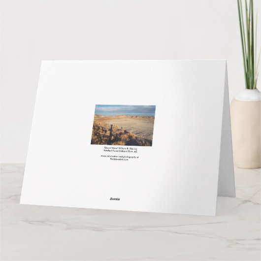 砂漠の風景と手を振る影写真 カード (裏面)