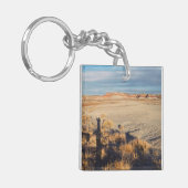 砂漠の風景と手を振る影写真 キーホルダー (正面左)