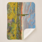 砂漠の風景に沈む夕日 シェルパブランケット (正面)