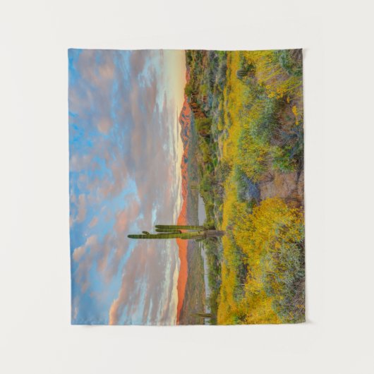 砂漠の風景に沈む夕日 タペストリー (正面)