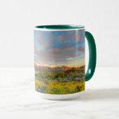 砂漠の風景に沈む夕日 マグカップ (正面右)