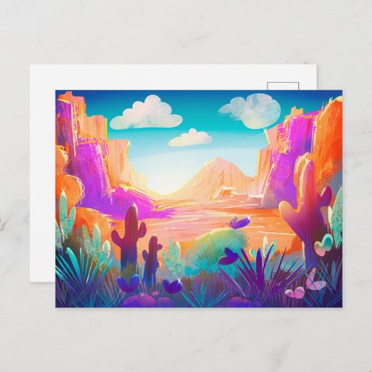 砂漠の風景のアート ポストカード (正面/裏面)