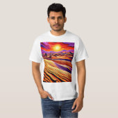 砂漠の風景の上の夕日1 Tシャツ (正面フル)