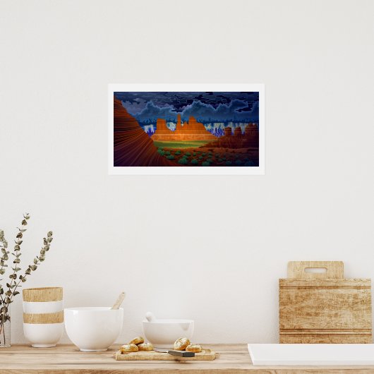 砂漠の風景の夜のポスターアート ポスター (キッチン)