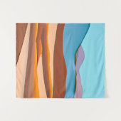 砂漠の風景の錆のオレンジとアクア タペストリー (正面(横))