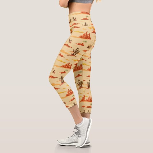 砂漠の風景アリゾナのパターン カプリレギンス (左)