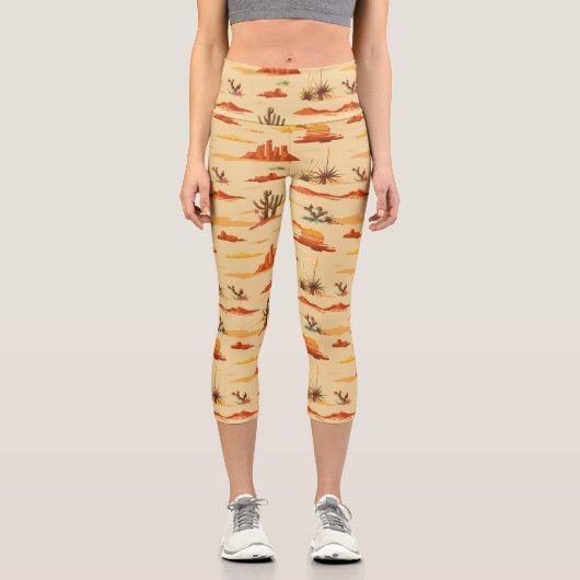 砂漠の風景アリゾナのパターン カプリレギンス (正面)