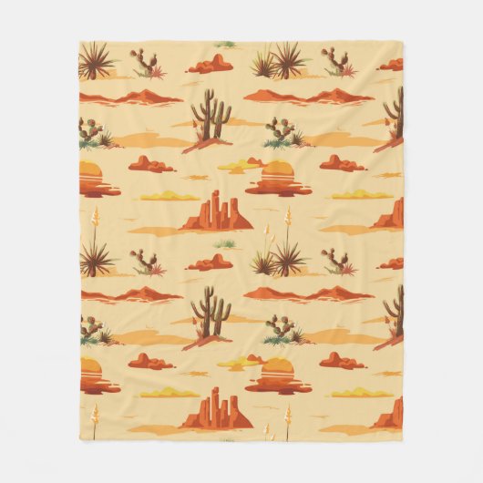 砂漠の風景アリゾナのパターン フリースブランケット (正面)