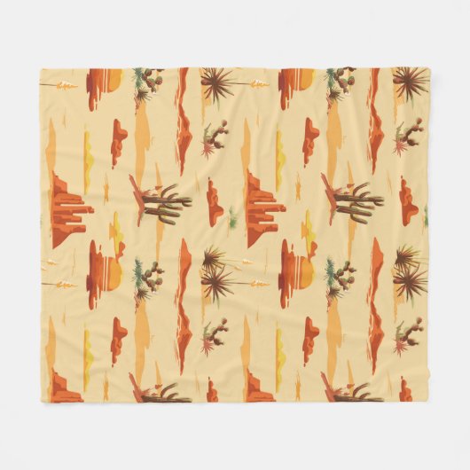 砂漠の風景アリゾナのパターン フリースブランケット (正面(横))