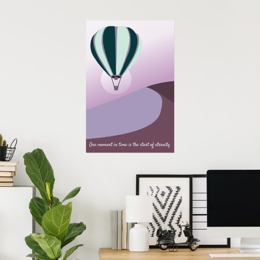 砂漠の風景グリーンとパープルアート ポスター (ホームオフィス)