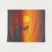 砂漠の風景ココペリサンセット タペストリー (正面(横))