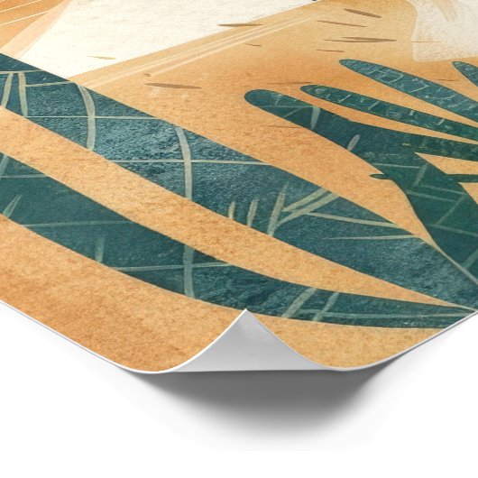 砂漠の風景サボテン幾何学的ウォールアート ポスター (角)