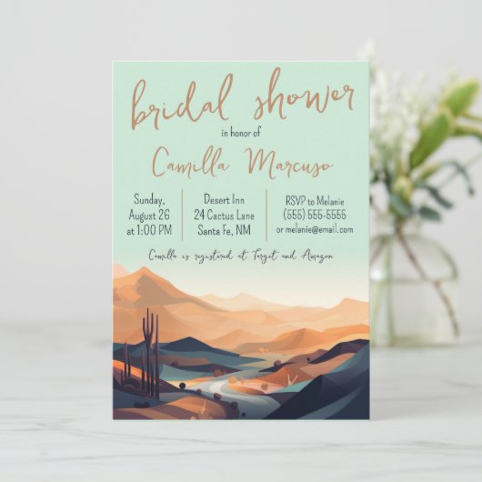砂漠の風景ブライダルシャワーの招待 招待状 (スタンド正面)
