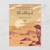 砂漠の風景レトロテラコッタ結婚ズ インビテーションポストカード (正面)