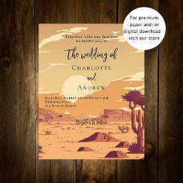 砂漠の風景レトロ予算結婚式招待状