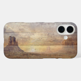 砂漠の風景 モニュメントバレーと曇り空 iPhone 16ケース
