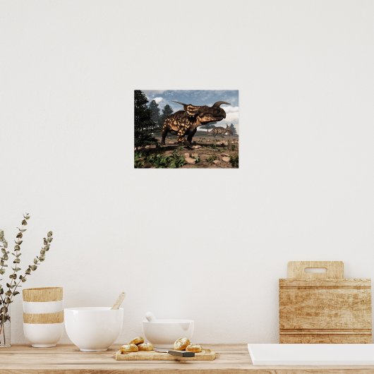 砂漠のEiniosaurus恐竜 – 3D 描写 ポスター (キッチン)