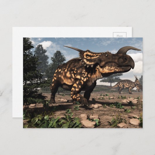 砂漠のEiniosaurus恐竜 – 3D 描写 ポストカード (正面/裏面)