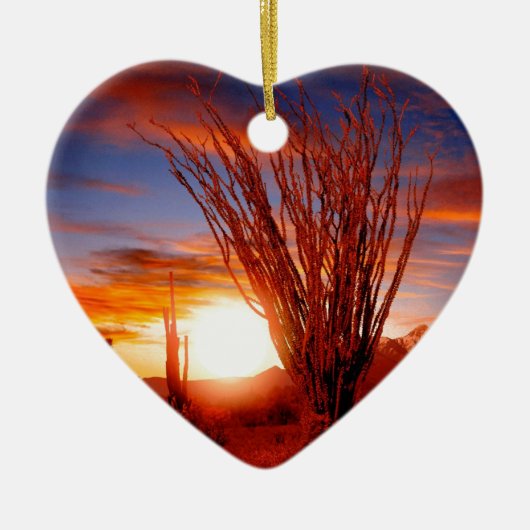 砂漠のOcotilloのソノラアリゾナ セラミックオーナメント (正面)