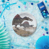 砂漠のSpinosaurusの恐竜- 3Dは描写します ペーパープレート (パーティー)