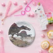 砂漠のSpinosaurusの恐竜- 3Dは描写します ペーパープレート (パーティー)