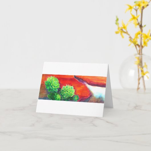 砂漠のSucculentsの陰 カード (黄色い花)