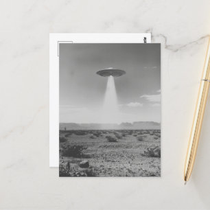 砂漠のUFO白黒 ポストカード