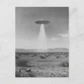 砂漠のUFO白黒 ポストカード (正面)
