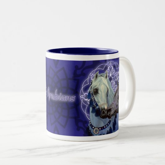 砂漠はアラビアの馬のマグを宝石で飾ります ツートーンマグカップ (正面右)
