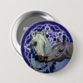 砂漠はアラビアの馬の円形ボタンを宝石で飾ります 缶バッジ (正面&裏面)